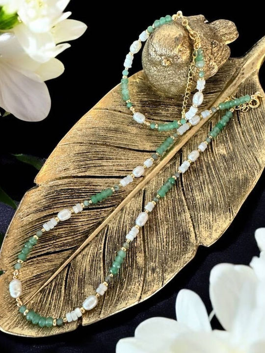 Women's Lana Bracelet Made Green Jade Natural Pearls Gold-plated Silver Women's Lana Bracelet Made Green Jade Natural Pearls Gold-plated Silver