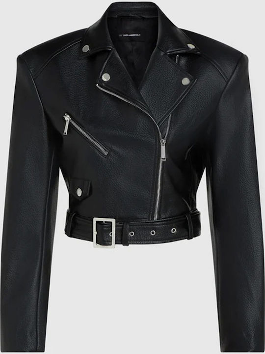 Damen Biker Jacke Schwarz