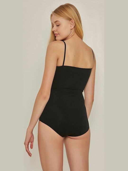Enpapa Ärmelloses Unsichtbares Damen-Bodysuit Clip Schwarz