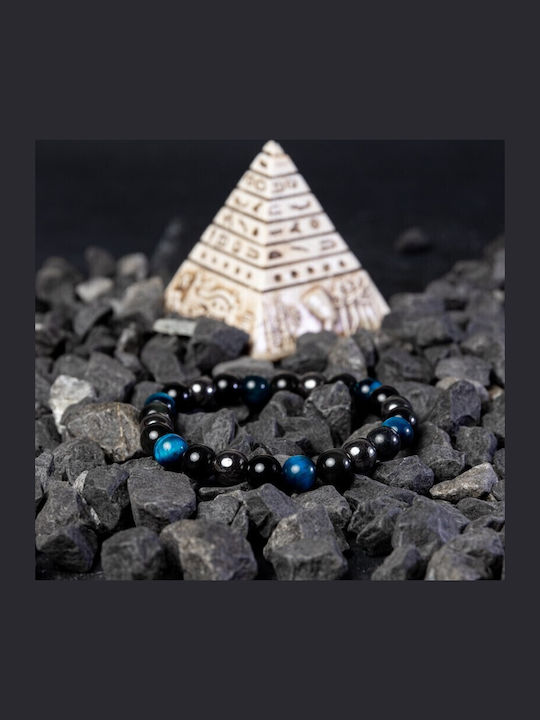 Brățară Pentru Bărbați Ohas Cu Ochi Protector Albastru Regal Piatra Tigru Hematit Obsidian Cristale Mărgele 8mm