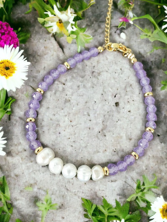 Natya Friendship Bracelet Made Amethyst Crystals Natural Pearls