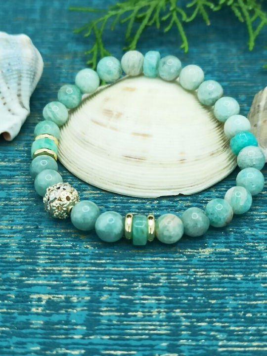Brățară Cu Mărgele De 6mm Din Cristal De Jad Verde Amazonit Pentru Femei Kaira Talisman Aur