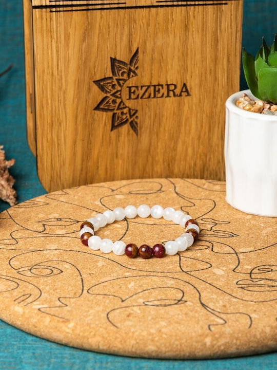 Semi-precious Stone Bracelet Moonstone Red Cloisonné Women Kamari 6mm Beads