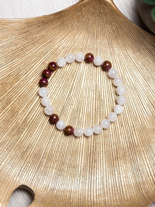 Semi-precious Stone Bracelet Moonstone Red Cloisonné Women Kamari 6mm Beads