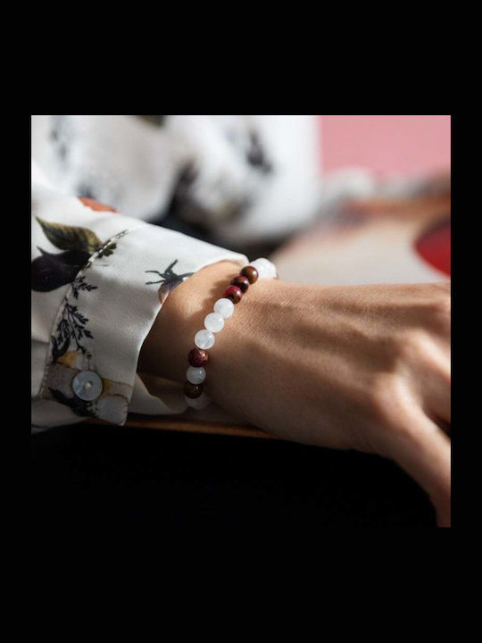 Semi-precious Stone Bracelet Moonstone Red Cloisonné Women Kamari 6mm Beads