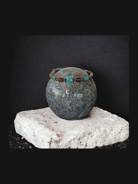 Men's Kaanan Bracelet Made Tiger's Eye Crystals Turquoise Jasper Marine Sediment Men's Kaanan Bracelet Made Tiger's Eye Crystals Turquoise Jasper Marine Sediment