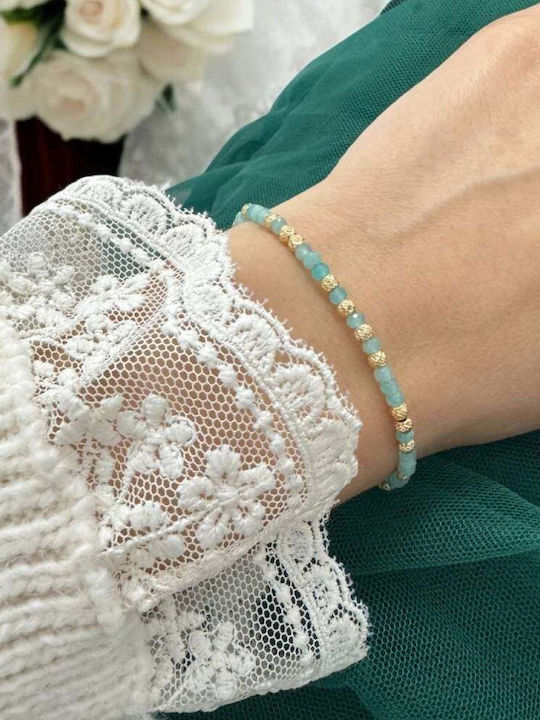 Brățară Elegantă Handmade Pentru Femei Nabila Amazonit Argint 925 Placat Cu Aur