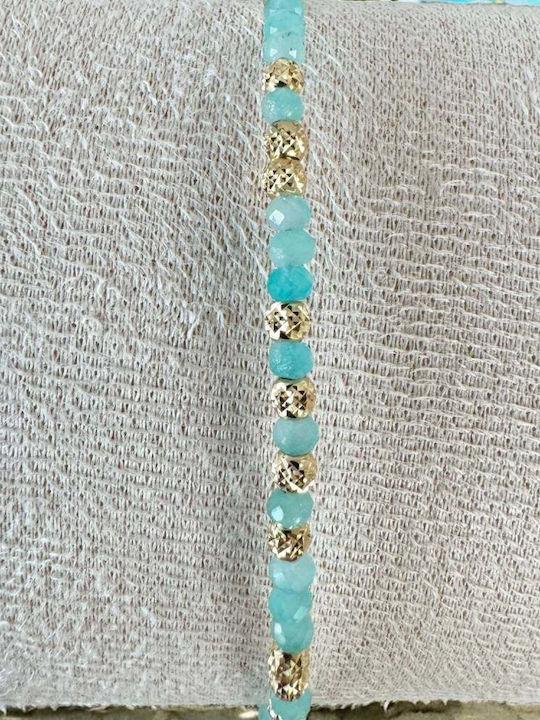 Brățară Elegantă Handmade Pentru Femei Nabila Amazonit Argint 925 Placat Cu Aur