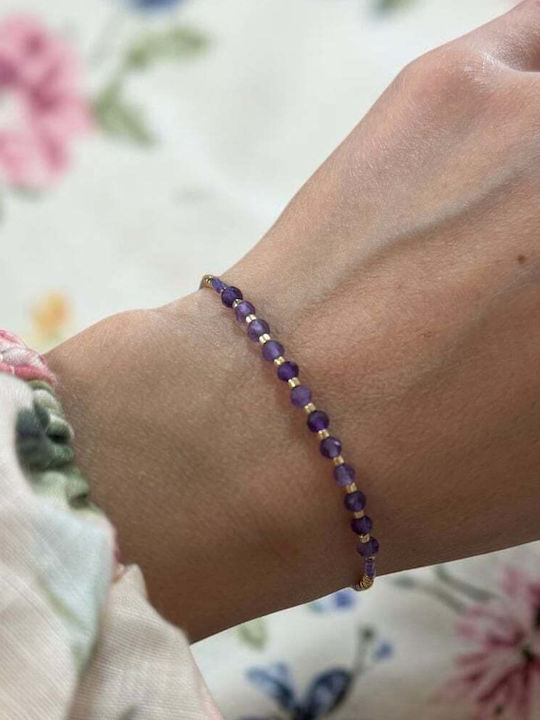 Brățară Elegantă Argint Placat Cu Aur Cu Cristale Ametist Mov Miyuki