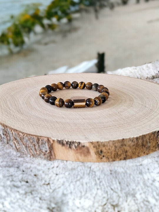 Brățară Pentru Bărbați Pietre Naturale Ochi Protector De Tigru Mărgele Andri 8mm
