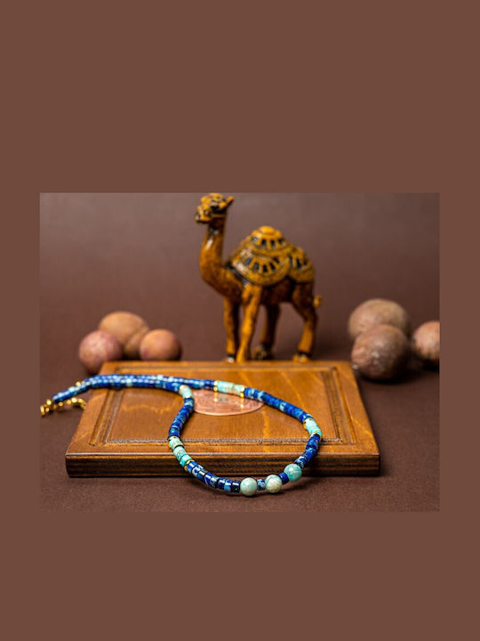 Nirmay Colier Choker Din Pietre Naturale Jasper Sediment Placat Cu Aur 14k Închizătoare Din Argint 925