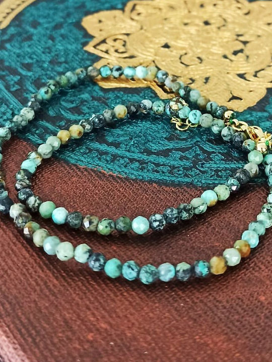 Colier Choker Mini cu Pietre Semiprețioase Turcoaz African