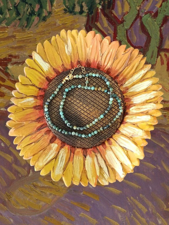 Colier Choker Mini cu Pietre Semiprețioase Turcoaz African