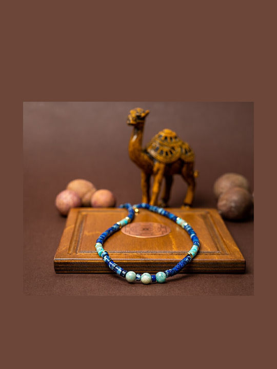Nirmay Colier Choker Din Pietre Naturale Jasper Sediment Placat Cu Aur 14k Închizătoare Din Argint 925