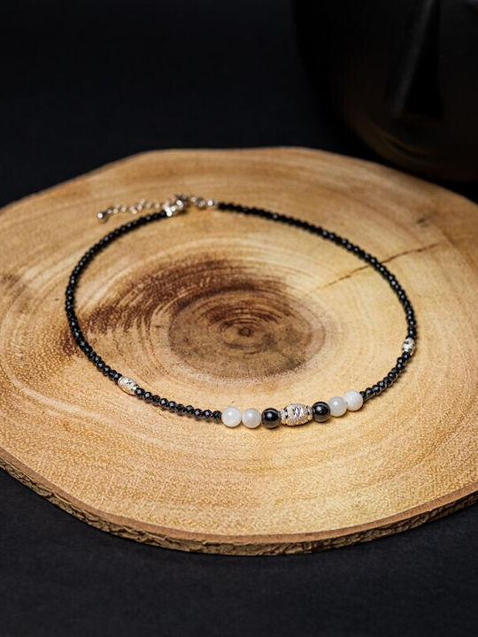 Shrey Choker Necklace Made Natural Black Spinel Stones Accessories 925 Silver Clasp System