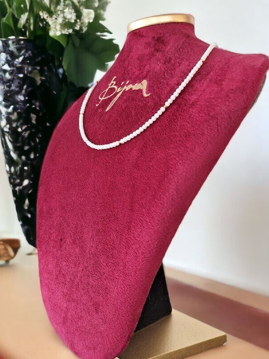 Cocker Kalista Necklace White Coral Beads 925 Silver Gold Plated