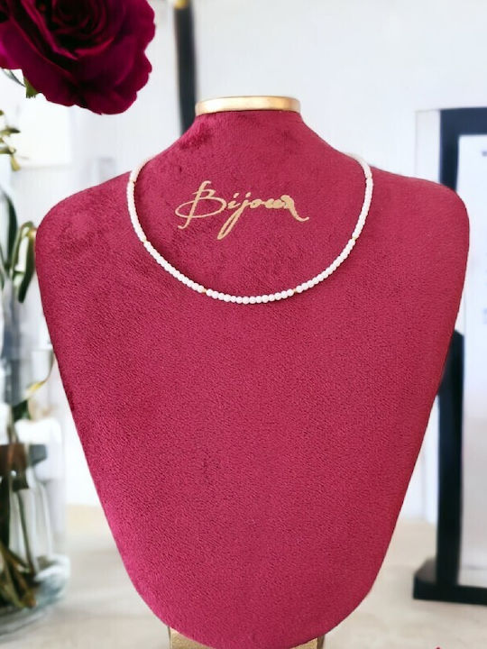 Cocker Kalista Necklace White Coral Beads 925 Silver Gold Plated