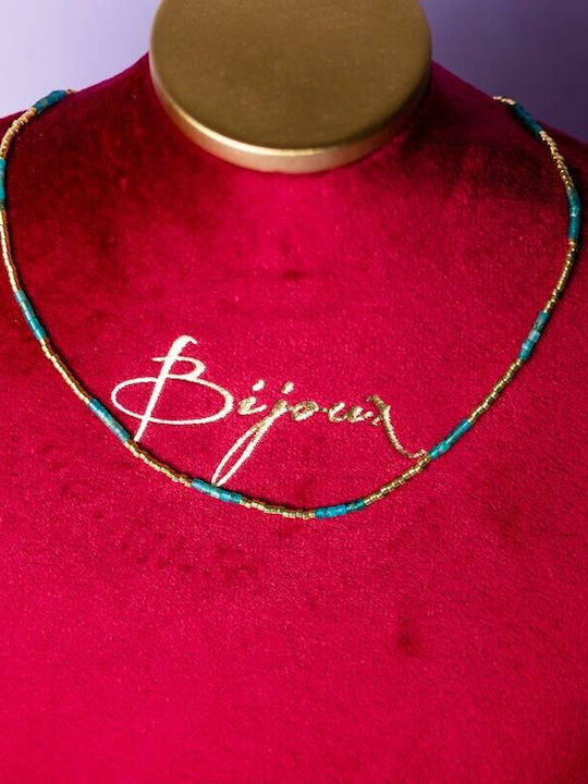 Colier Piatra Semiprețioasă Kyanit Placat Cu Aur 18k Piatra Naturală Choker Elegant Vania Sunstone Miyuki Seed