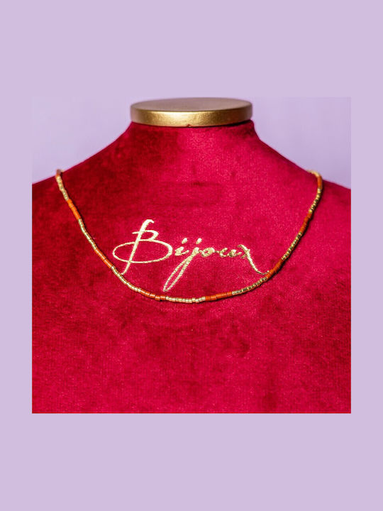 Colier Cu Piatra Semiprețioasă Jasper Roșu Choker Elegant Din Piatră Naturală Vania Sunstone Miyuki Seed Placat Cu Aur 18k