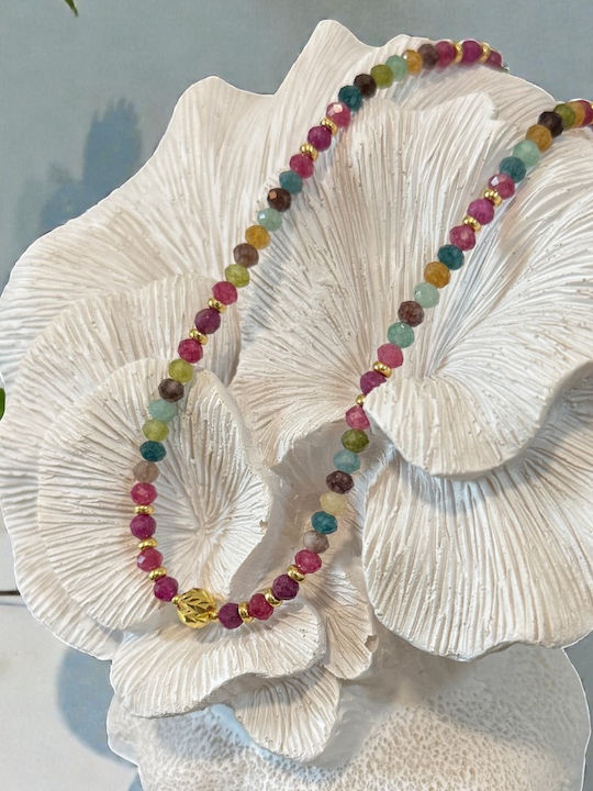 Colier Vesel Multicolor Din Argint Placat Cu Aur Accesorii Reglabile