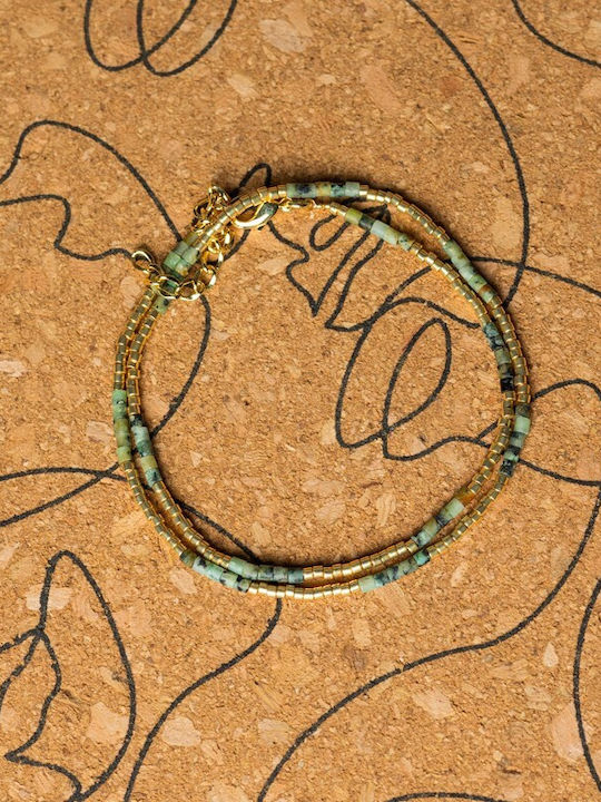 Colier Cu Piatra Semiprețioasă Turcoaz Africană Fierbinte Choker Placat Cu Aur 18k Pietre Naturale Elegante Vania Sunstone Miyuki