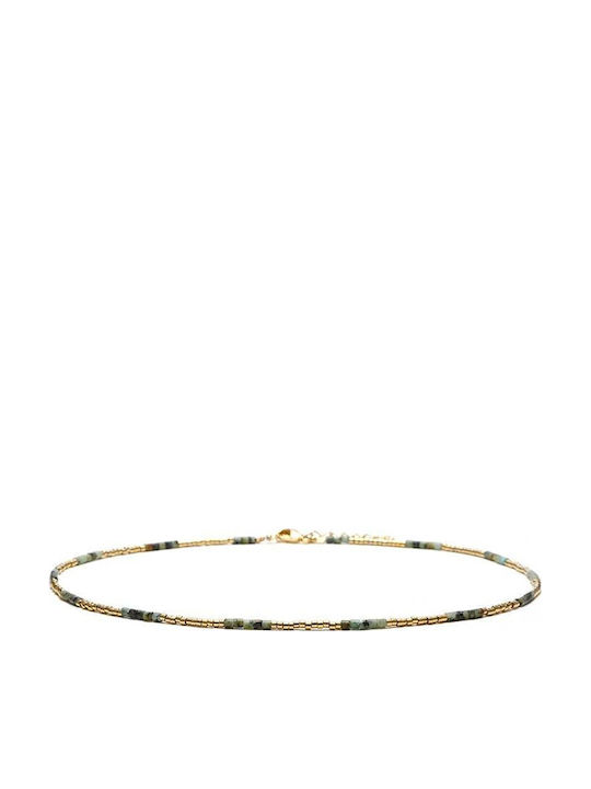 Colier Cu Piatra Semiprețioasă Turcoaz Africană Fierbinte Choker Placat Cu Aur 18k Pietre Naturale Elegante Vania Sunstone Miyuki