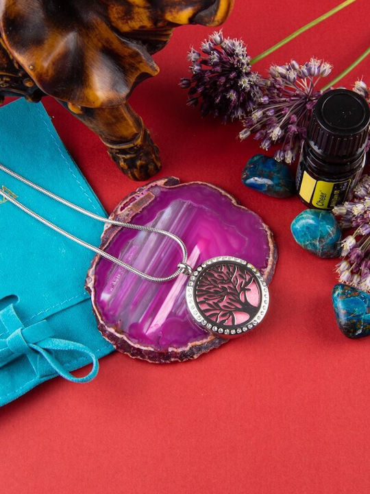 Essential Oil Diffuser Pendant Aromatherapy Tree Life Snake Chain Stainless Steel 2.5 Cm
