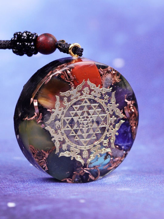 Orgonite 7 Chakras Semi-precious Stone Pendant Cybele Sriyantra Symbol