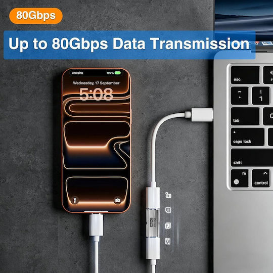 Nsp Конвертор Type C Женски To Type C Женски 80gbps 240w 48v 5a Алуминий Сребрист