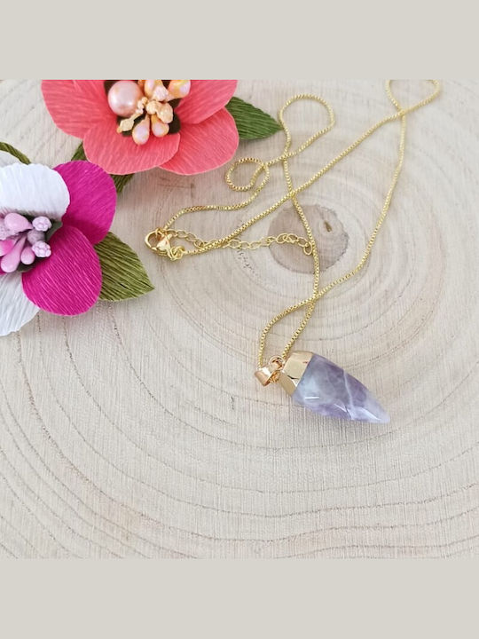 Amethyst Kristall Halskette Facettierte Träne Form Vergoldet