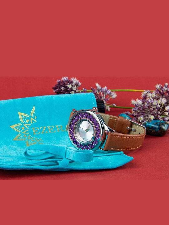 Ezera Ceas Dama 30mm Baterie Cu Brățară Din Metal Maro
