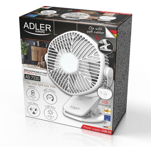 Adler Ανεμιστηράκι USB και Power Bank 6W Λευκό AD 7335