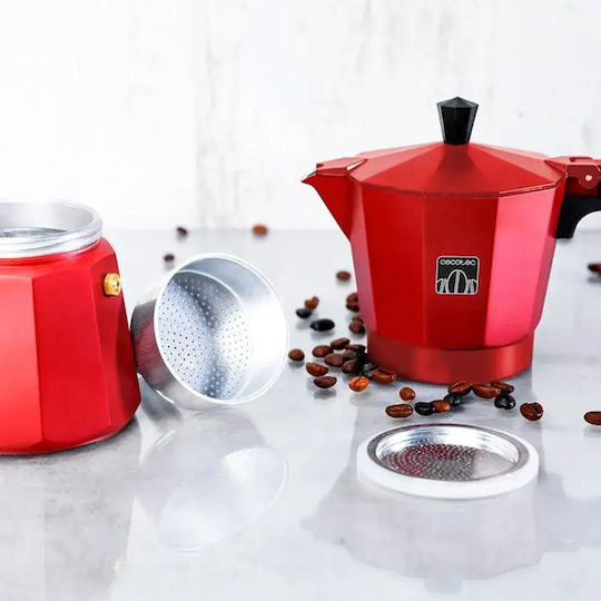 Cecotec 600 Μπρίκι Espresso 6cups Inox Κόκκινο