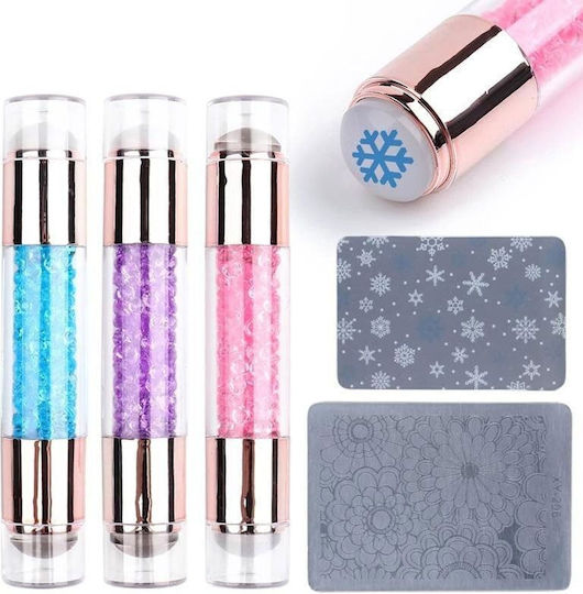 Silicone Nail Print 1 Piece & 2 Plates – Silicone Stamp Double
