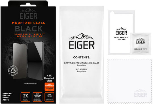 Eiger Screen Protector Galaxy S25 Fe A57 5g Anti-spy Tempered Glass 2.5d Transparent Black