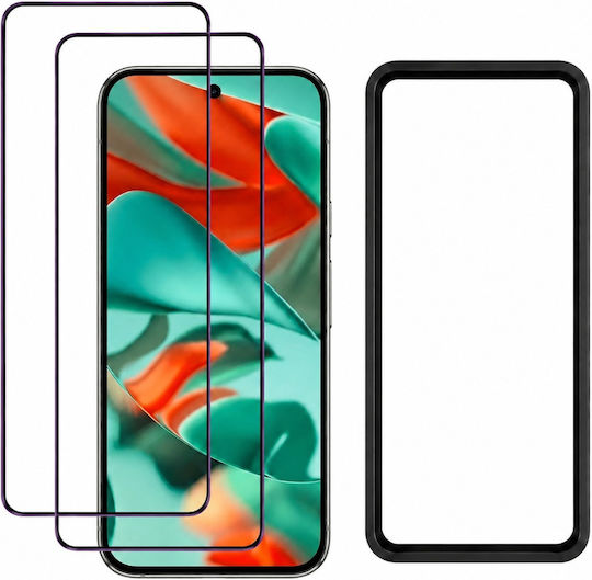 3mk 2er Pack Gehärtetes Glas Google Pixel 9 Pro XL Anwendungsrahmen Schwarz Transparent