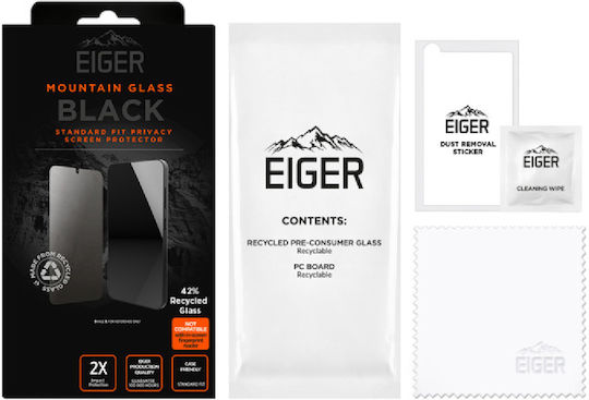 Eiger Screen Protector Galaxy S24 Fe A36 A56 Anti-spy Tempered Glass 2.5d Transparent Black