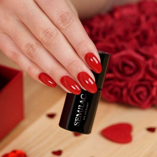 Semilac Полутраен лак за нокти 345 Gorgeous Red с Брокат 7 мл