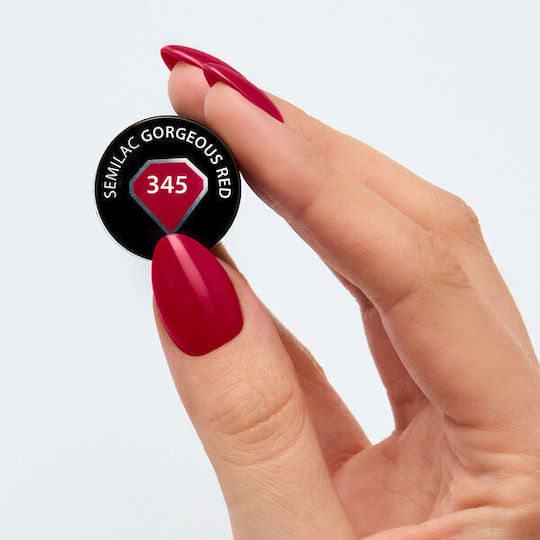 Semilac Полутраен лак за нокти 345 Gorgeous Red с Брокат 7 мл