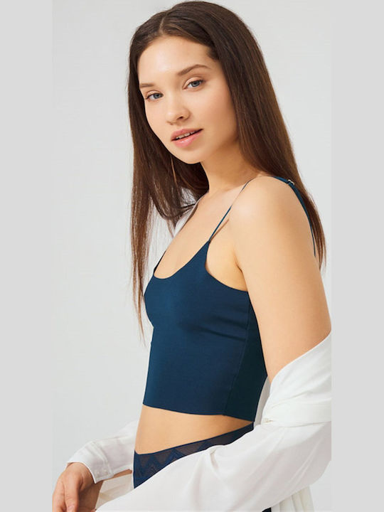 Women's Crop Top with Spaghetti Straps Petrol Green