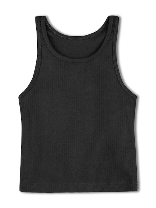 Women's Crop Cotton Top with Spaghetti Straps Black