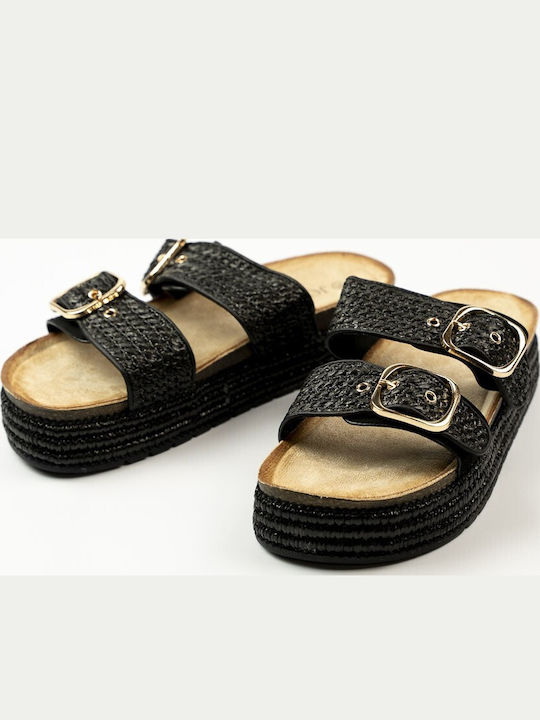 Sandale Casual Damă Flatforme Negre