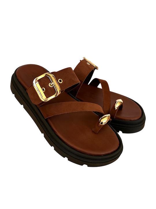 Leather Women's Flat Sandals Flatforms White