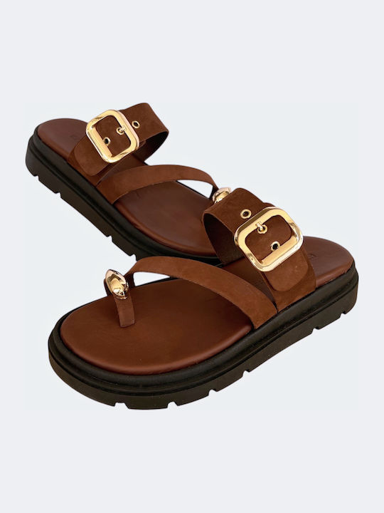 Leather Women's Flat Sandals Flatforms White