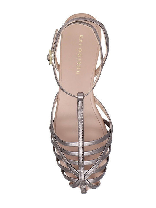 Leder Flache Sandalen Für Damen Graue Sandalen