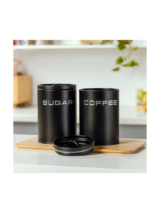 Nava Sugar Jar with Airtight Lid Metallic Black 16x16cm 1 Pieces