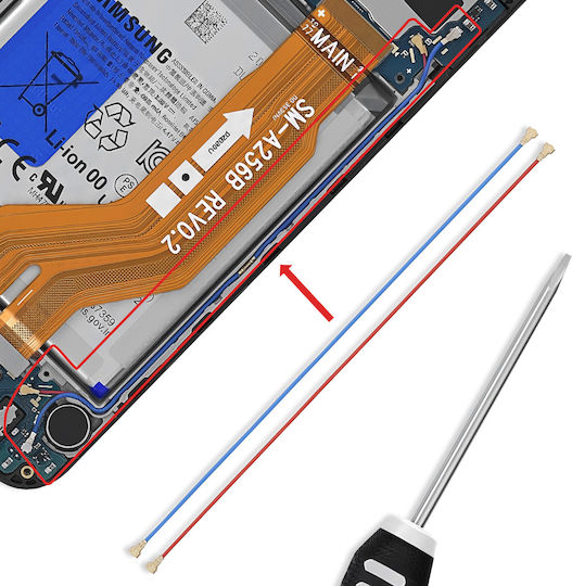 Clappio Cablu Flex Antenă Wi-Fi Samsung Galaxy A25 5G Cablu Panglică Albastru Roșu