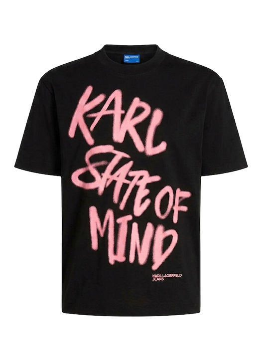 Karl Damen T-Shirt Schwarz-Rose
