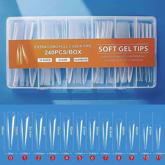Case Soft False Nail Tips Transparent 240 Pieces 926364-452