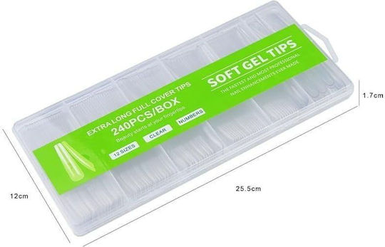 Case Soft False Nail Tips Transparent 240 Pieces 926364-452